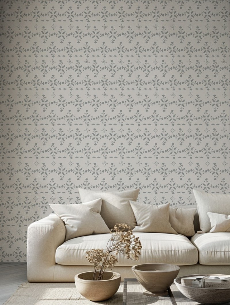 Bild på Leaves and round sprigs in Grey - 1032901-02